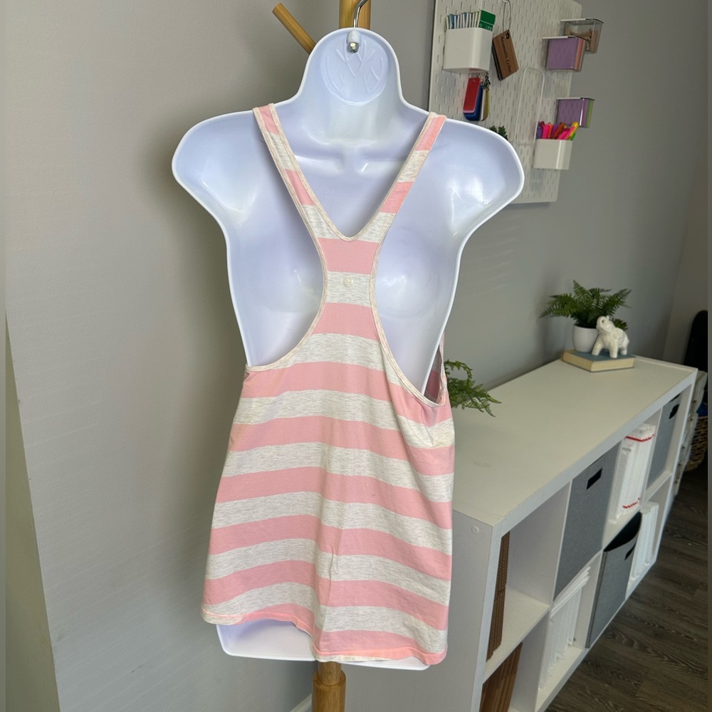 LULULEMON ATHLETICA STRIPED Heathered Racerback Yoga Work Out Tank Top sz 12 US - Picture 3 of 4